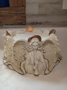 Angel Heavenly Orchestra Candle Ring Centerpiece in Ivory with Gold Accents